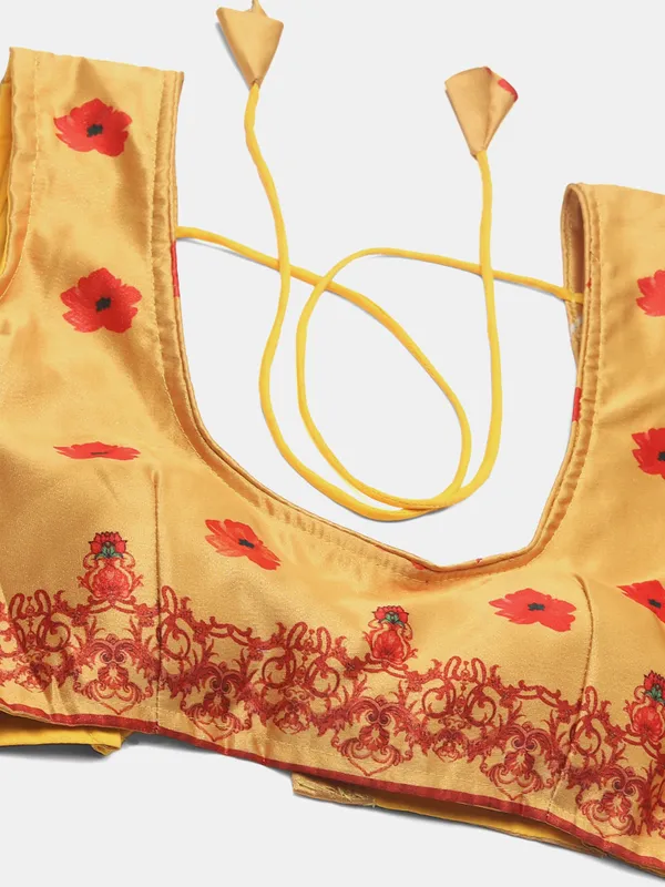 Yellow_Floral_Lehenga_Choli_With_Dupatta_For_Women
