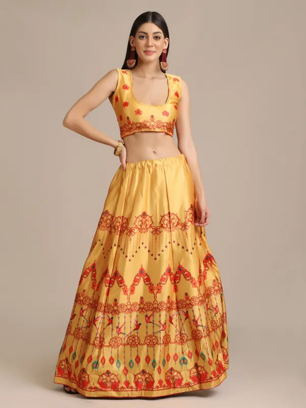 Yellow_Floral_Lehenga_Choli_With_Dupatta_For_Women