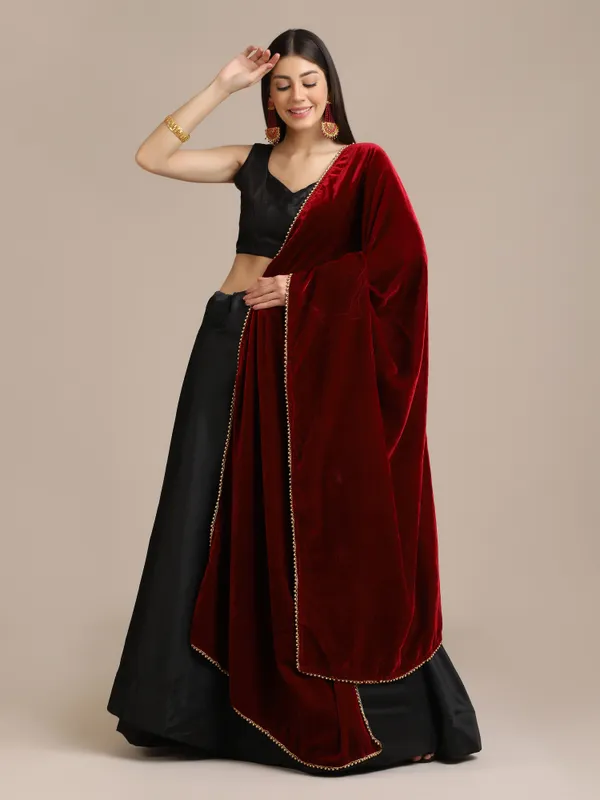 Black_Plain_Lehenga_Choli_With_Dupatta_For_Women