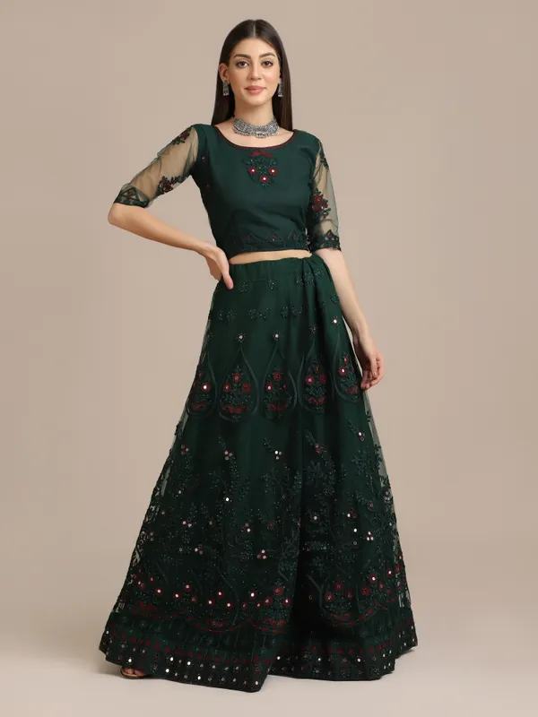 Green_Thread_Work_Lehenga_Choli_With_Dupatta_For_Women