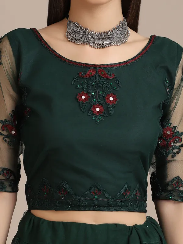 Green_Thread_Work_Lehenga_Choli_With_Dupatta_For_Women