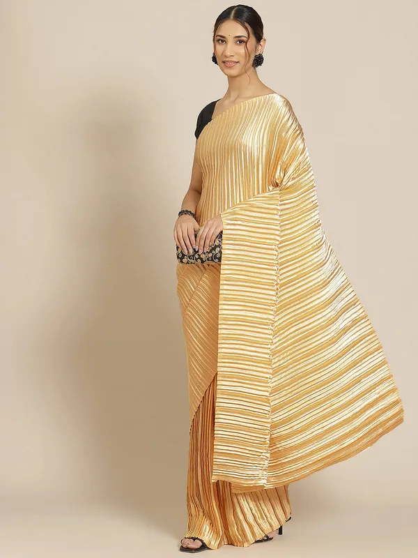 Gold_Satin_Silk_Patting_Work_Festive_Wear_Saree_With_Blouse_For_Women