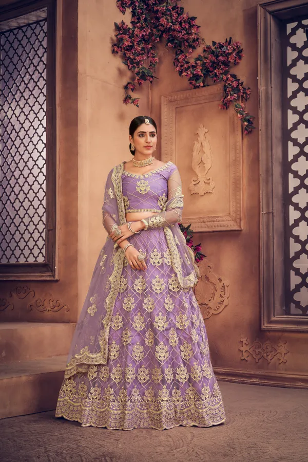 Purple_Thread_Work_Lehenga_Choli_With_Dupatta_For_Women