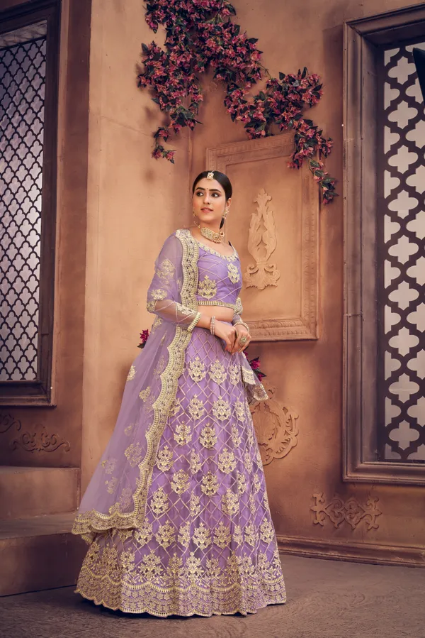 Purple_Thread_Work_Lehenga_Choli_With_Dupatta_For_Women