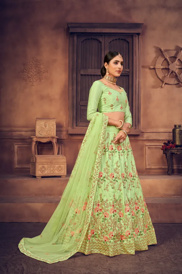 Light_Green_Thread_Work_Lehenga_Choli_With_Dupatta_For_Women