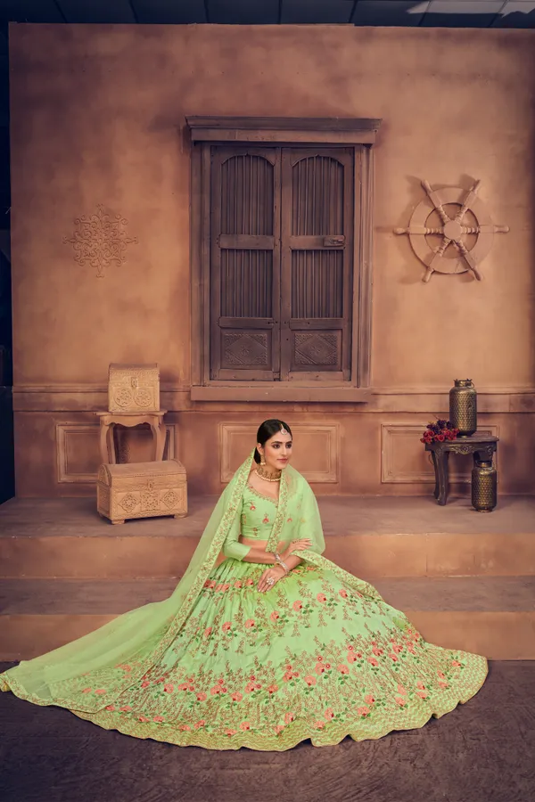 Light_Green_Thread_Work_Lehenga_Choli_With_Dupatta_For_Women