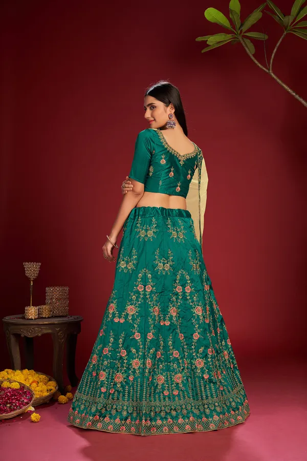 Green_Thread_Work_Lehenga_Choli_With_Dupatta_For_Women