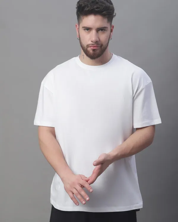 White_Premium_Oversized_Solids_T-Shirt_For_Men
