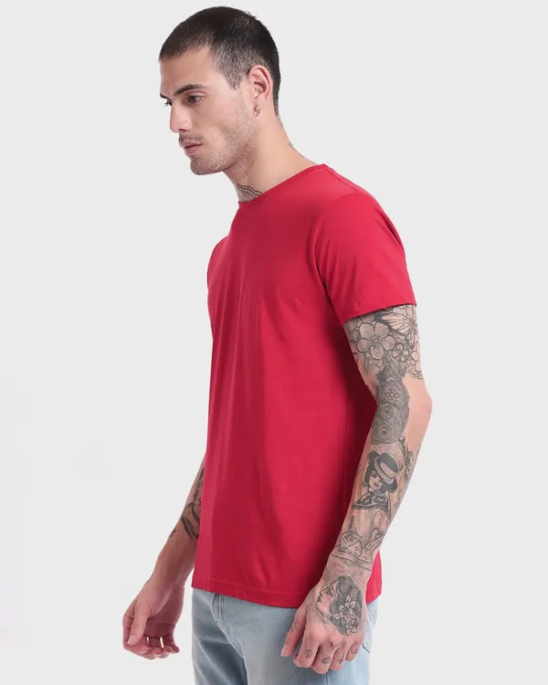 Red_Latest_Classic_Solids_T-Shirt_For_Men