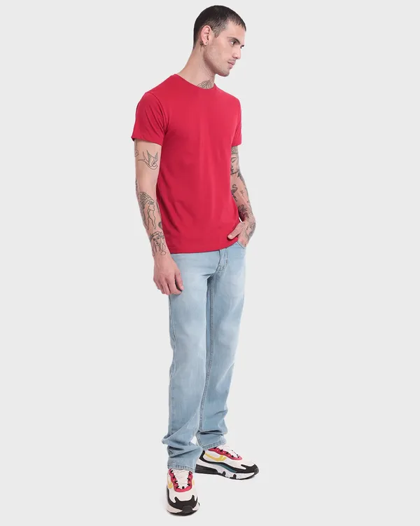 Red_Latest_Classic_Solids_T-Shirt_For_Men