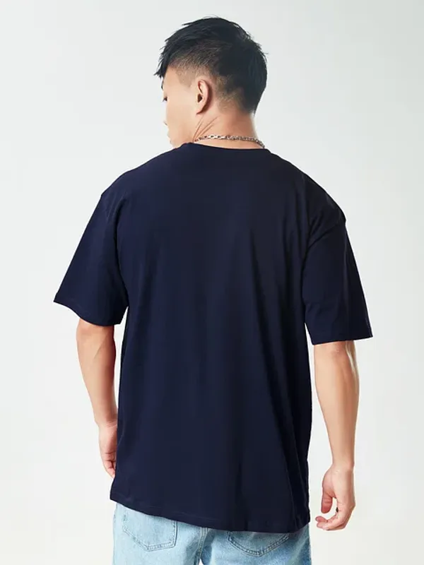 Navy_Blue_Stylish_Oversized_Solids_T-Shirt_For_Men