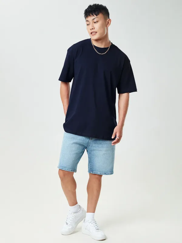 Navy_Blue_Stylish_Oversized_Solids_T-Shirt_For_Men