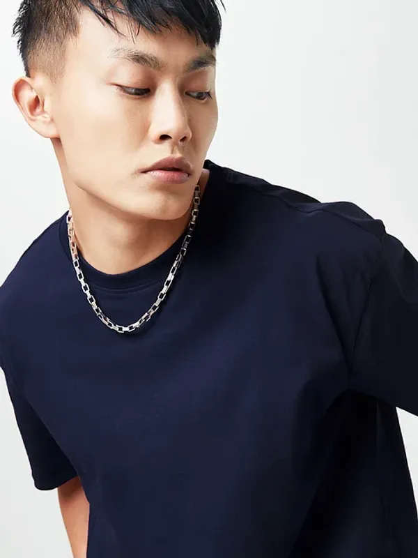 Navy_Blue_Stylish_Oversized_Solids_T-Shirt_For_Men