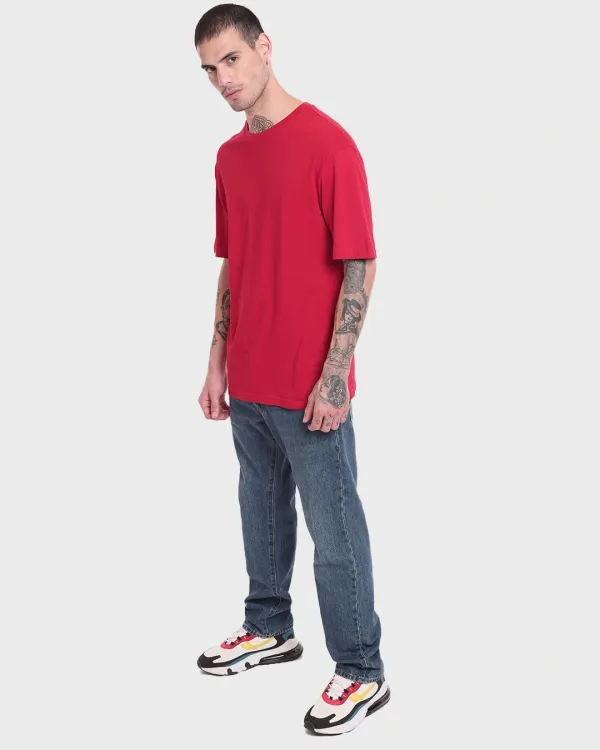 Red_Latest_Oversized_Solids_T-Shirt_For_Men
