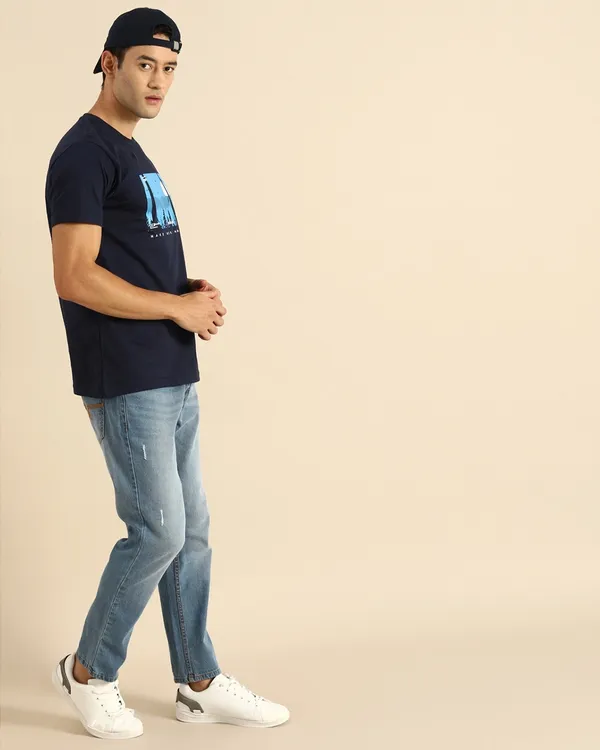 Navy_Blue_Stylish_Classic_T-Shirt_For_Men