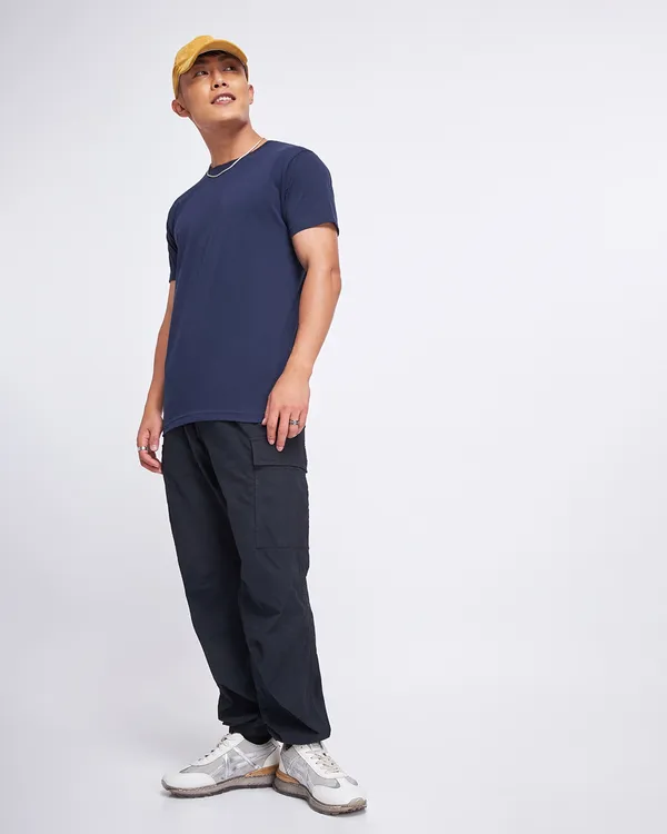 Navy_Blue_Stylish_Classic_Solids_T-Shirt_For_Men