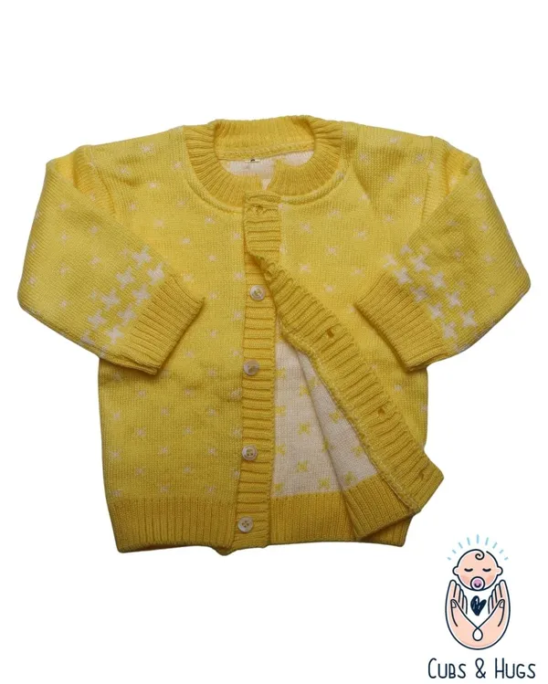 Yellow_Woolen_Round_Neck_Cardigan_Sweater_For_Baby_Girls_&_Boys