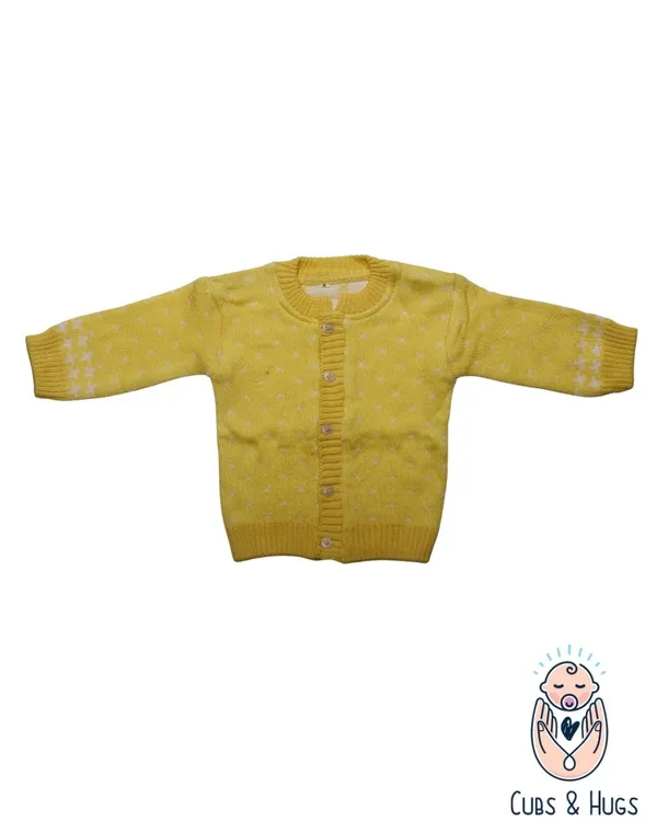 Yellow_Woolen_Round_Neck_Cardigan_Sweater_For_Baby_Girls_&_Boys