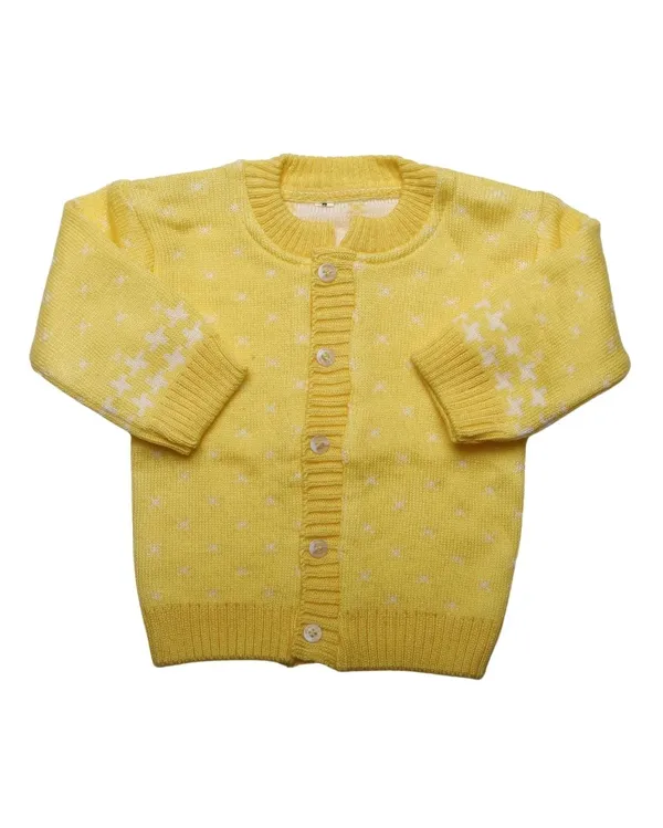 Yellow_Woolen_Round_Neck_Cardigan_Sweater_For_Baby_Girls_&_Boys
