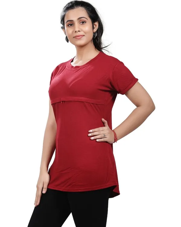 Maroon_Cotton_Feeding_Top_Tshirt_For_Women
