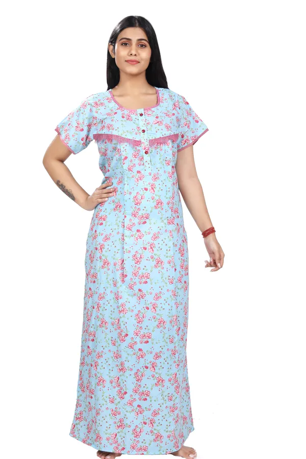 Blue_Cotton_All_Over_Print_Maternity_Nighty_For_Women