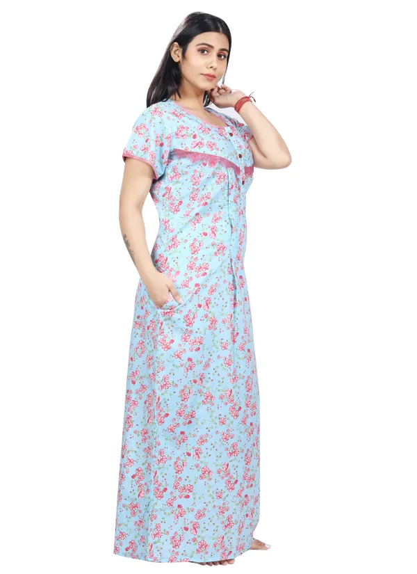 Blue_Cotton_All_Over_Print_Maternity_Nighty_For_Women