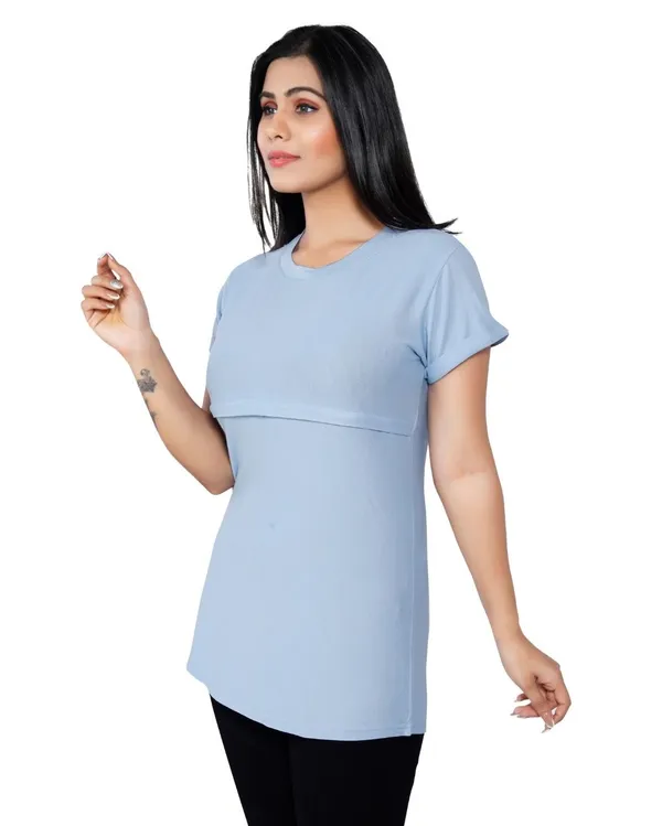 Light_Blue_Cotton_Feeding_Top_Tshirt_For_Women