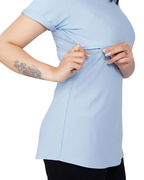 Light_Blue_Cotton_Feeding_Top_Tshirt_For_Women