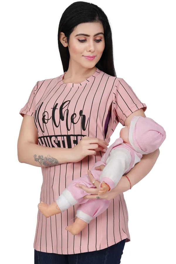 Peach_Cotton_Feeding_Top_Tshirt_For_Women