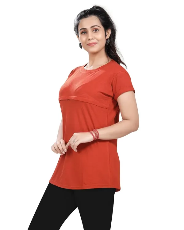 Orange_Cotton_Feeding_Top_Tshirt_For_Women