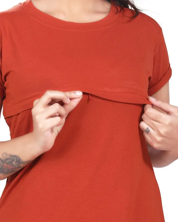 Orange_Cotton_Feeding_Top_Tshirt_For_Women