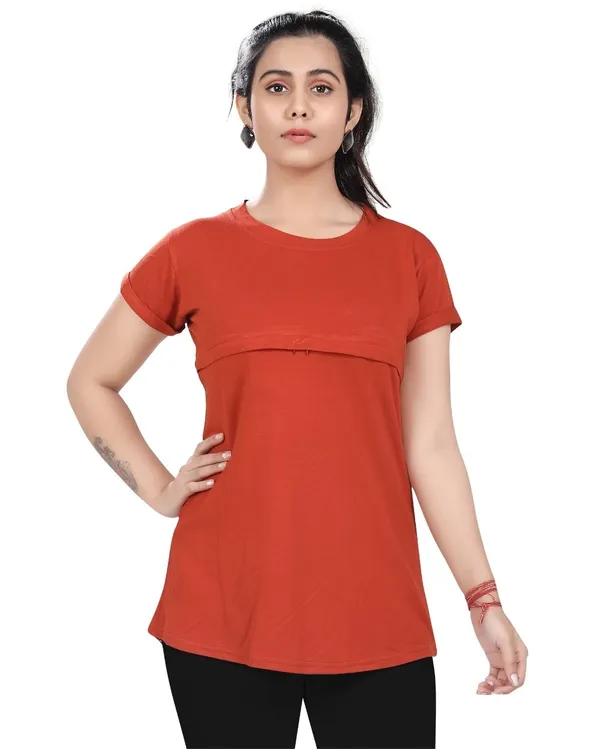 Orange_Cotton_Feeding_Top_Tshirt_For_Women
