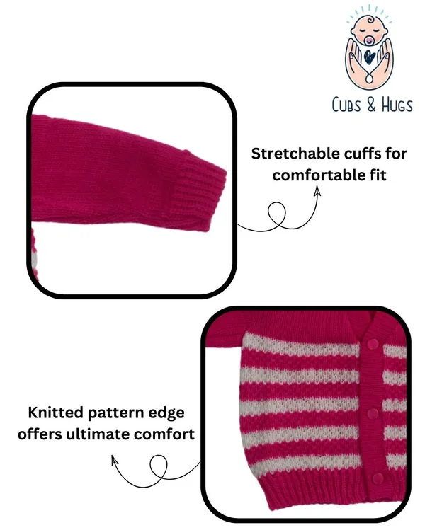 Pink_Sweater_Front_Open_V_Neck_Stripe_Design_For_Baby
