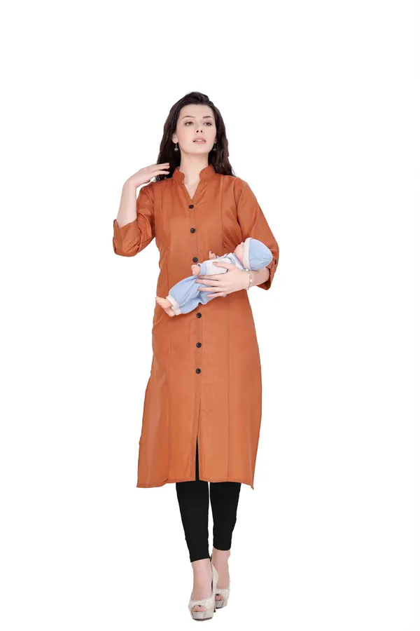 Orange_Maternity_Kurta_For_Pre_And_Post_Pregnancy_For_Women