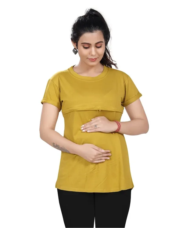 Gold_Cotton_Feeding_Top_Tshirt_For_Women