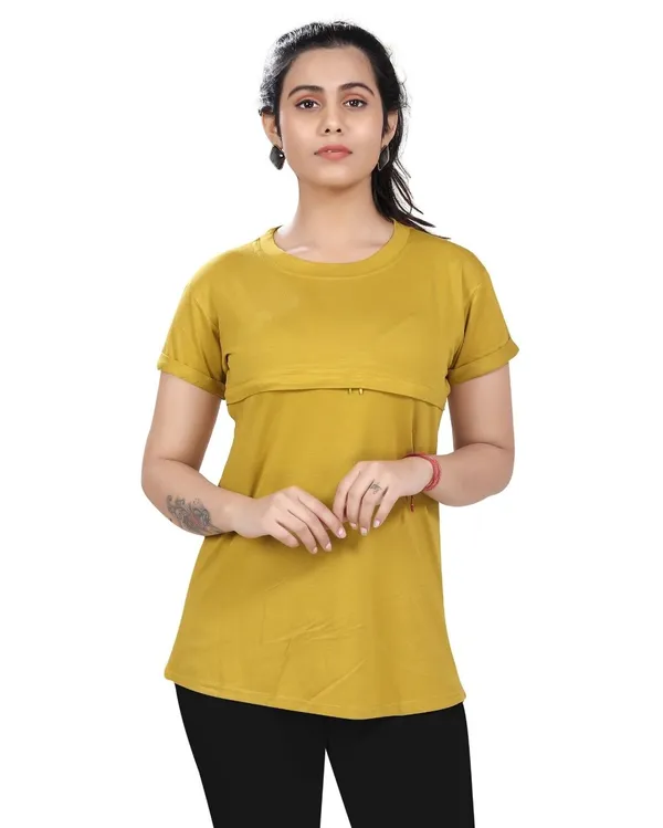 Gold_Cotton_Feeding_Top_Tshirt_For_Women