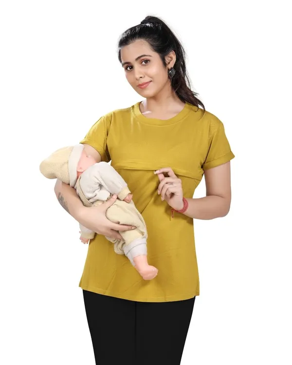 Gold_Cotton_Feeding_Top_Tshirt_For_Women