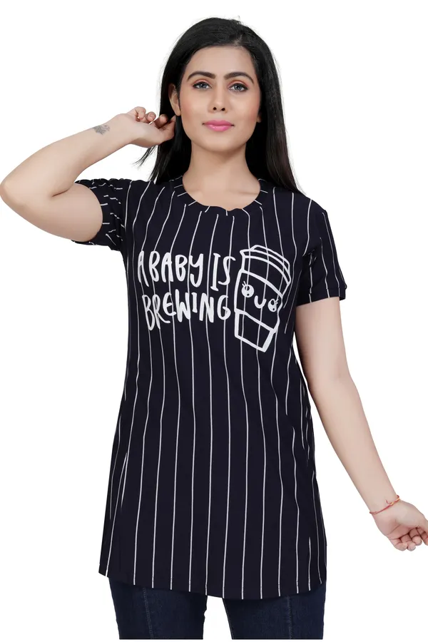 Navy_Blue_Cotton_Feeding_Top_Tshirt_For_Women
