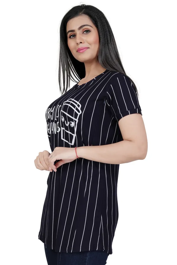 Navy_Blue_Cotton_Feeding_Top_Tshirt_For_Women