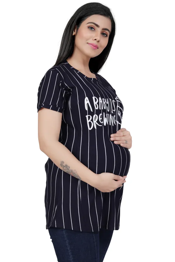 Navy_Blue_Cotton_Feeding_Top_Tshirt_For_Women