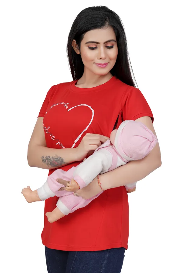 Red_Cotton_Feeding_Top_Tshirt_For_Women