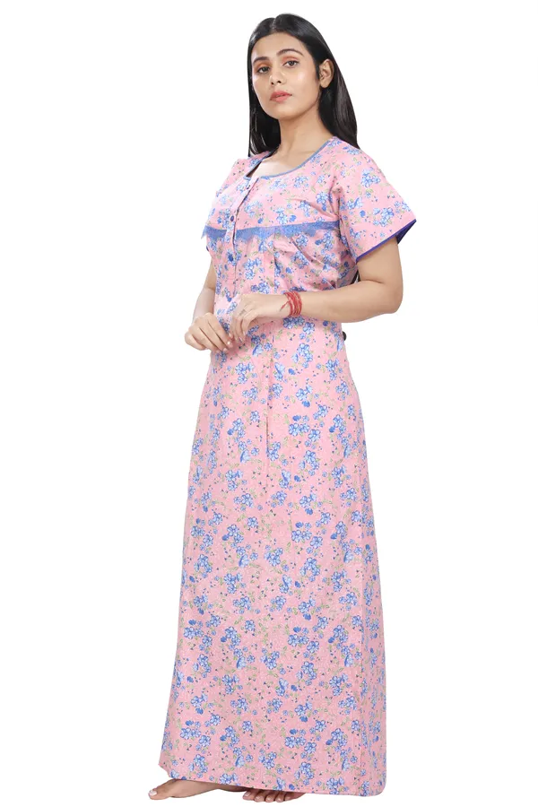 Pink_Cotton_All_Over_Print_Maternity_Nighty_For_Women