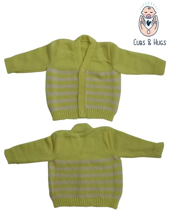 Lemon_Yellow_Sweater_Front_Open_V_Neck_Stripe_Design_For_Baby