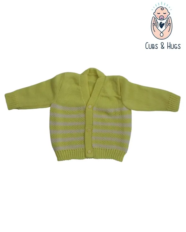 Lemon_Yellow_Sweater_Front_Open_V_Neck_Stripe_Design_For_Baby