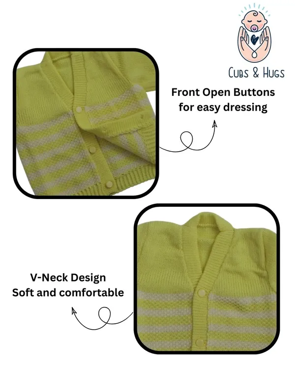 Lemon_Yellow_Sweater_Front_Open_V_Neck_Stripe_Design_For_Baby