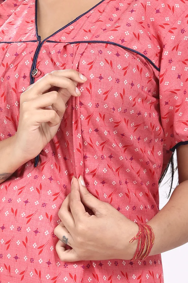Peach_Cotton_All_Over_Print_Maternity_Nighty_For_Women