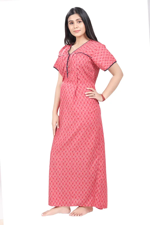 Peach_Cotton_All_Over_Print_Maternity_Nighty_For_Women