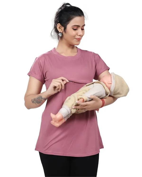 Pink_Cotton_Feeding_Top_Tshirt_For_Women