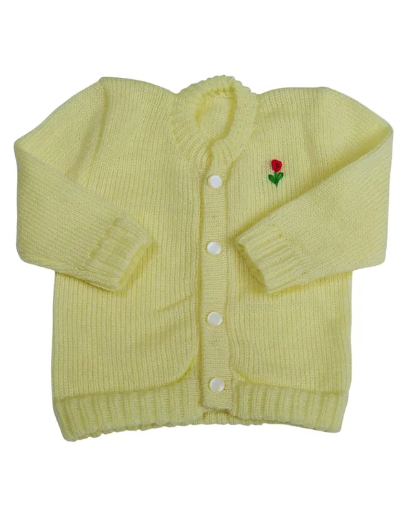 Lemon_Yellow_Sweater_Front_Open_Round_Neck_Cardigan_For_Baby