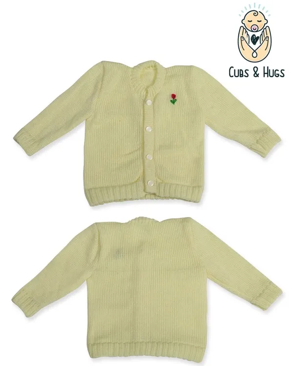 Lemon_Yellow_Sweater_Front_Open_Round_Neck_Cardigan_For_Baby